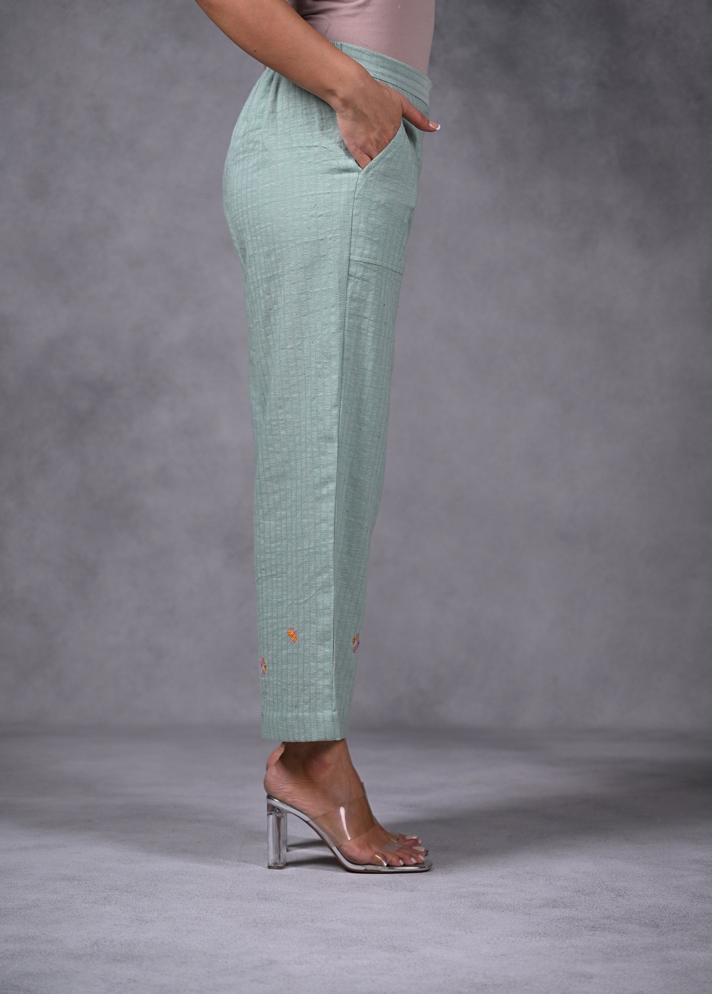 Pant, Straight Cut With Patch Pocket & Embroidery
