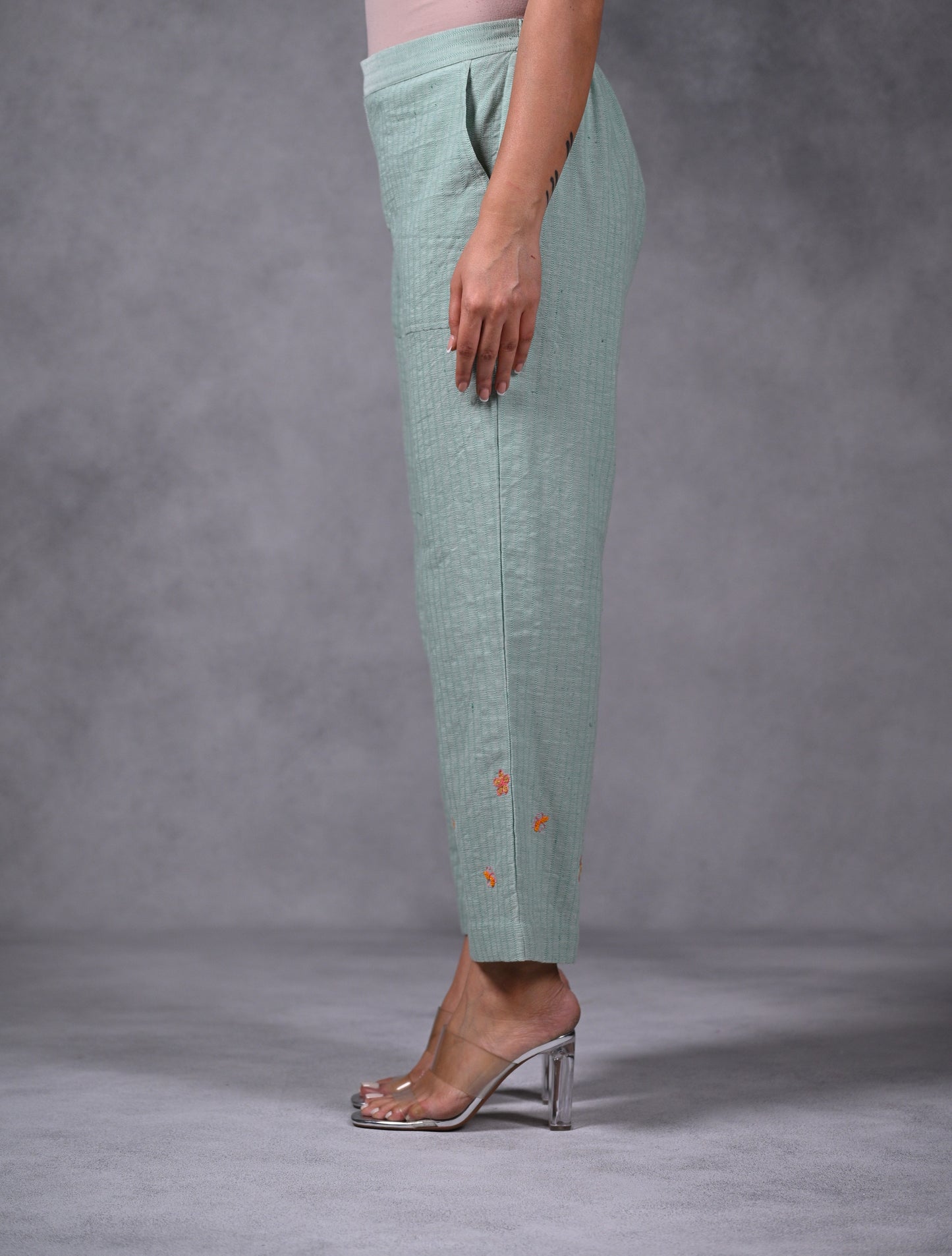 Pant, Straight Cut With Patch Pocket & Embroidery