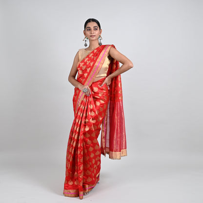 Umang Red Jhumka Butti Saree