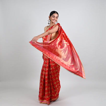 Umang Red Jhumka Butti Saree