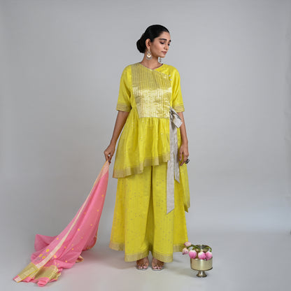 Madhurya Pink Yellow Butti Dupatta