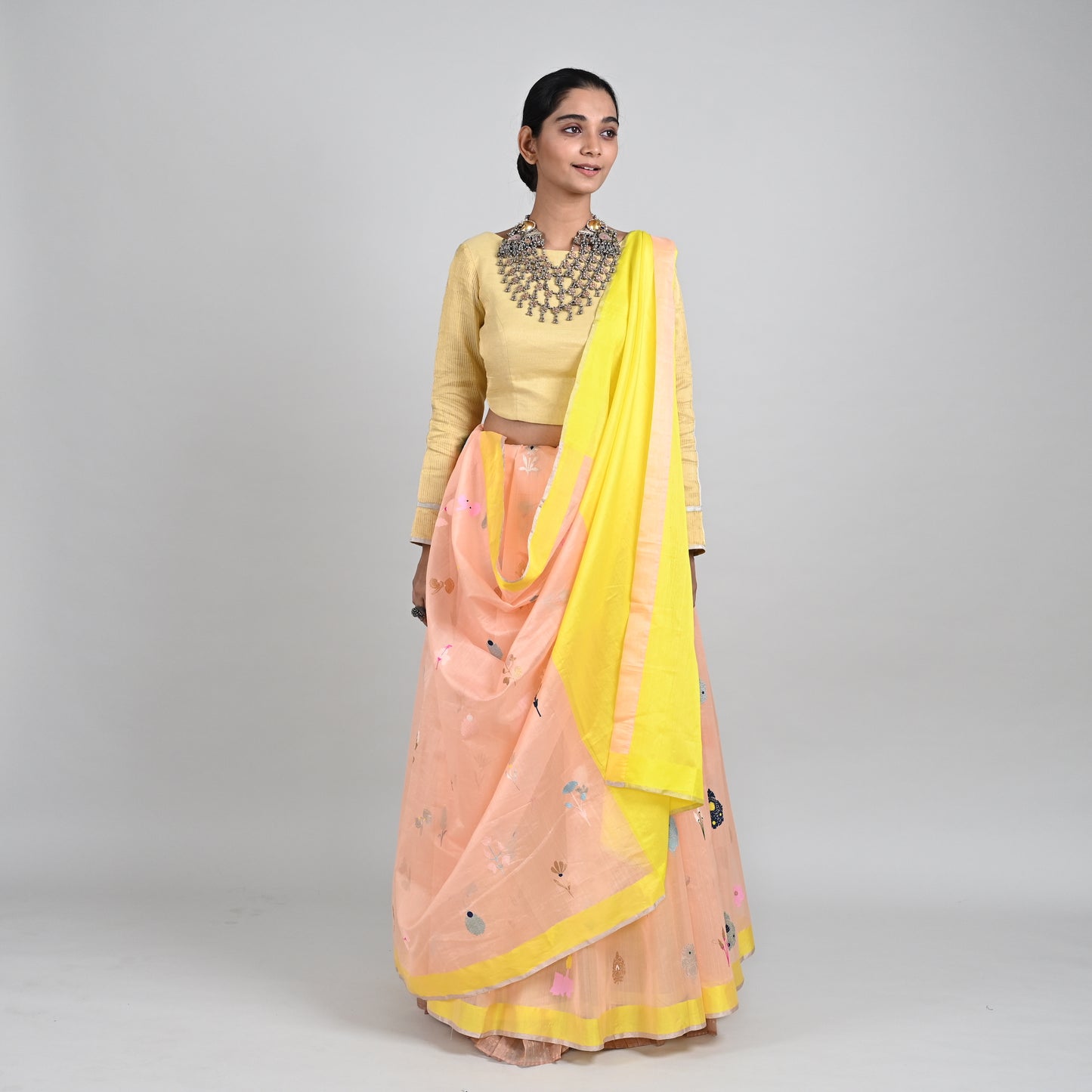 Virasat Golden Half Tissue Blouse