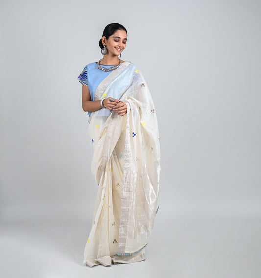 Chandrima White Tikka Butti Saree