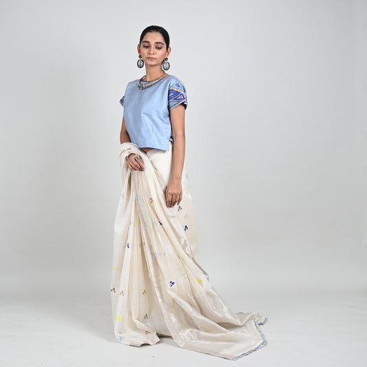 Chandrima Blue Matka Silk Blouse