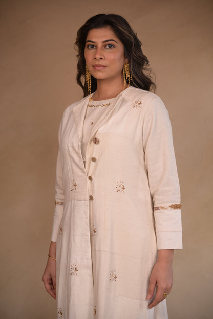 Jacket, Long With Eambroidery Patched Fabric