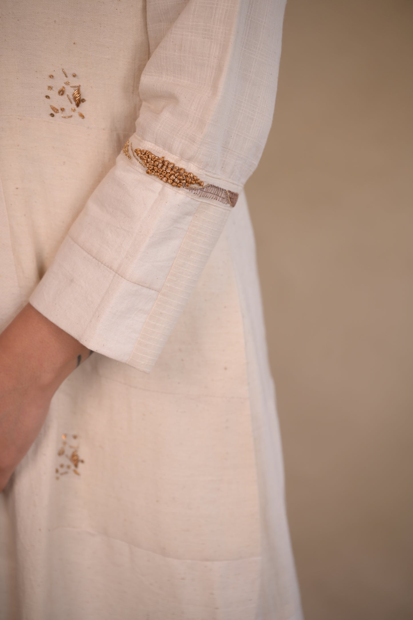 Jacket, Long With Eambroidery Patched Fabric