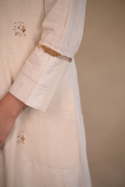 Jacket, Long With Eambroidery Patched Fabric