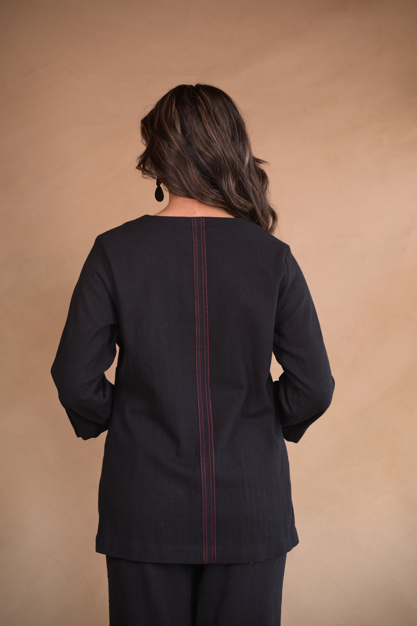 Jacket, Assymetric Shrot Belted In Herringbone