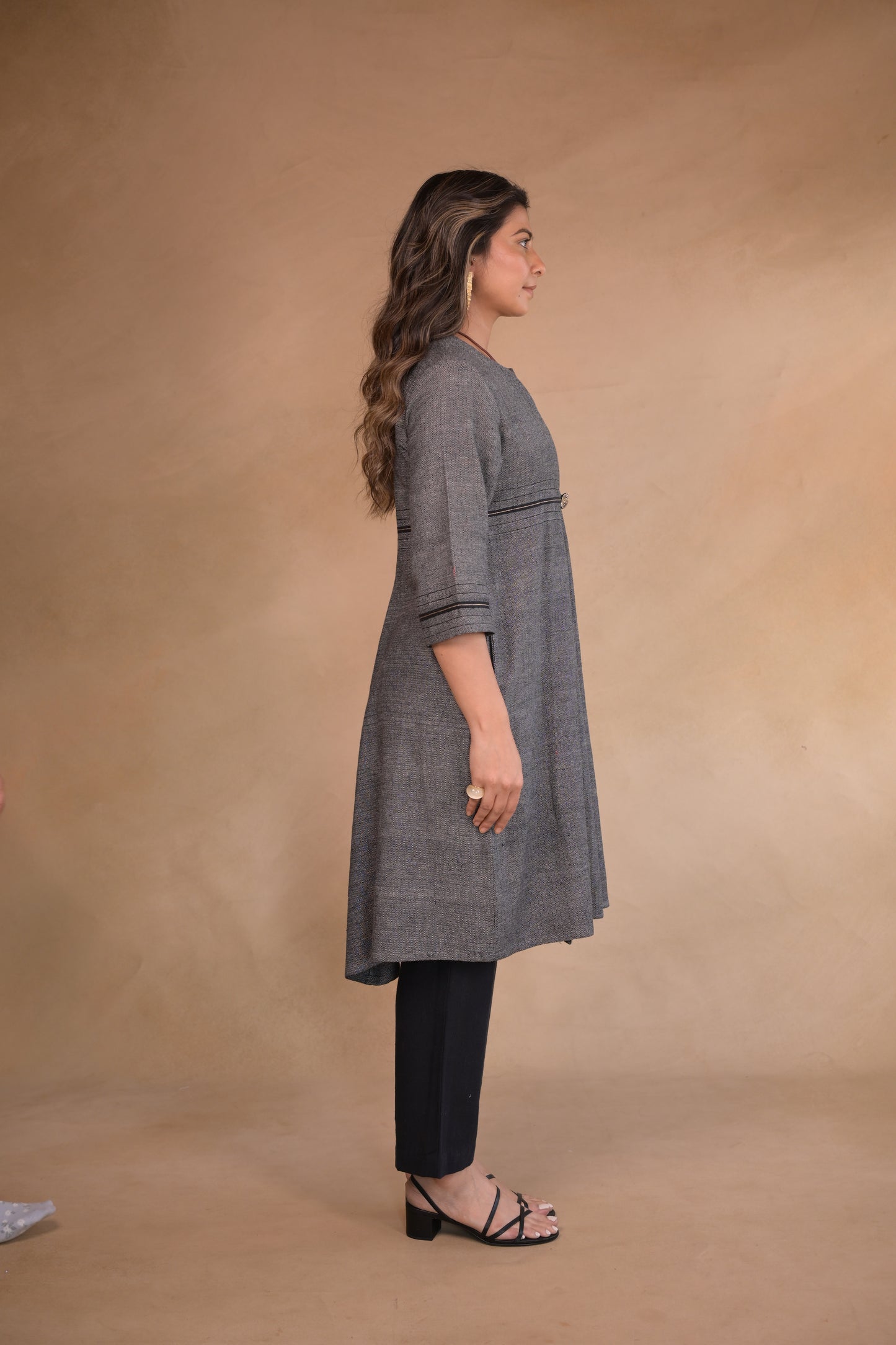 Jacket, Long Diamond Weave With Pockets & Embroidery