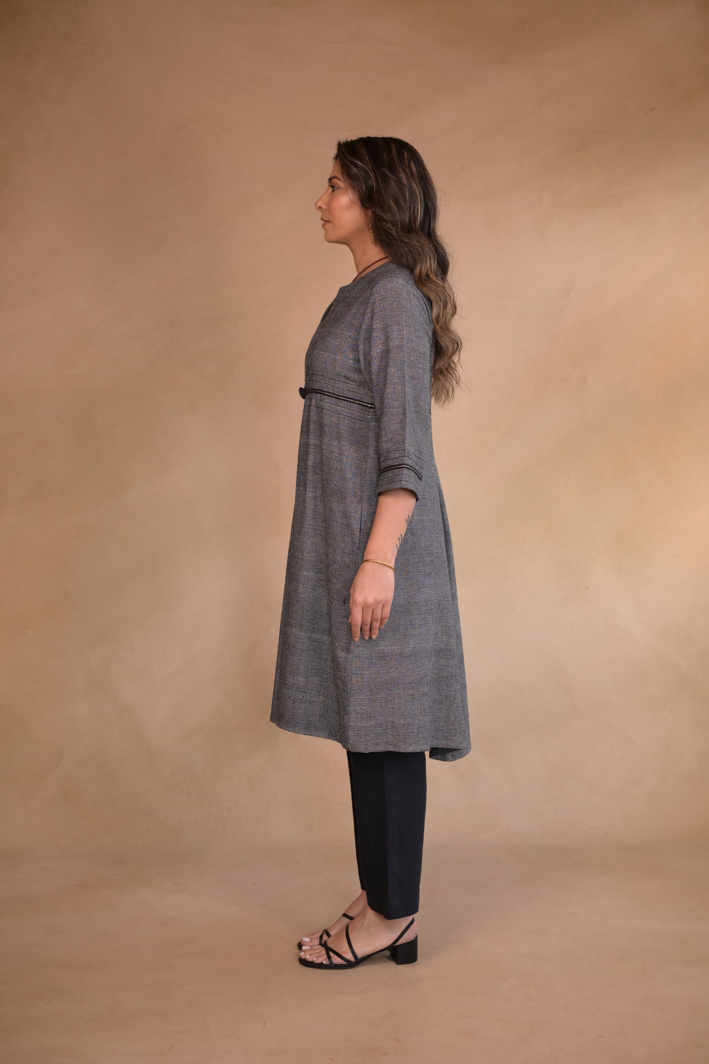 Jacket, Long Diamond Weave With Pockets & Embroidery