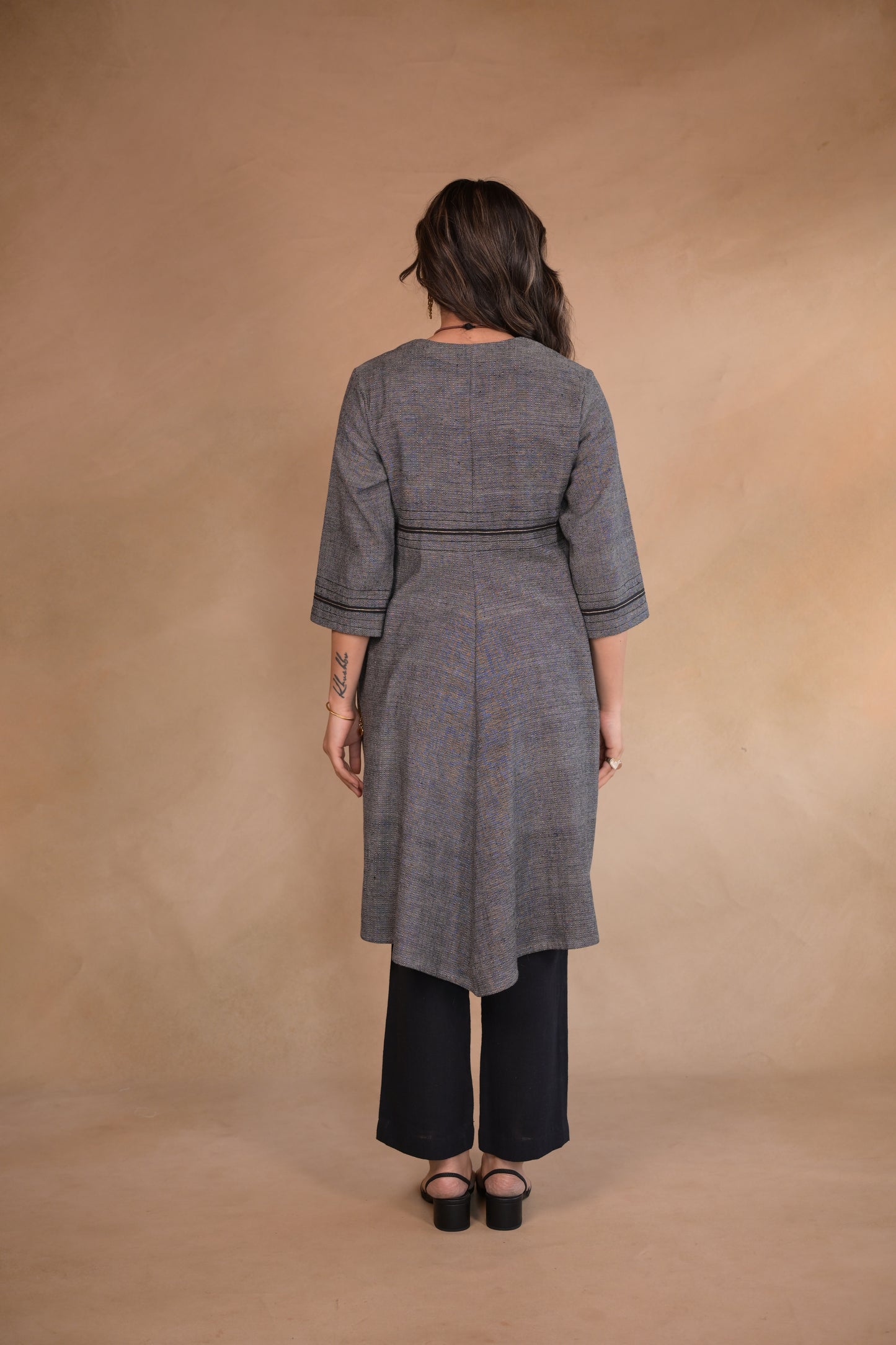 Jacket, Long Diamond Weave With Pockets & Embroidery