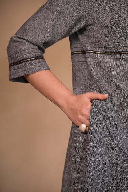 Jacket, Long Diamond Weave With Pockets & Embroidery