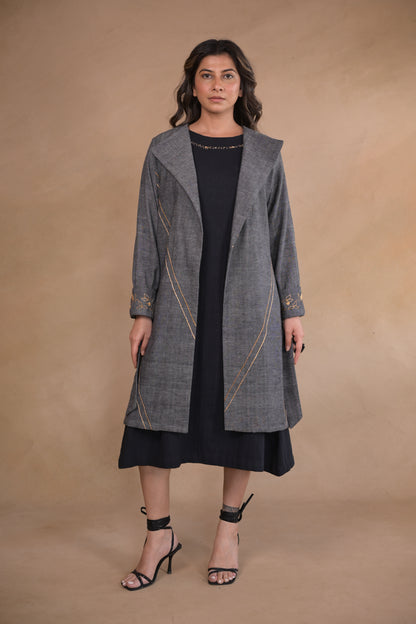 Jacket, Belted With Embroidery