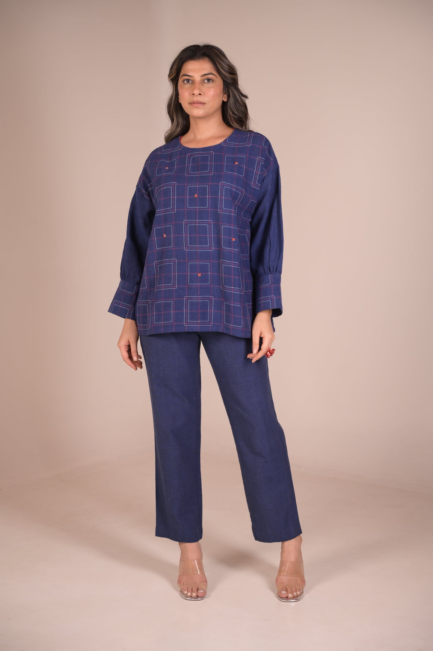 Tunic, With texture and hand embroidery accents