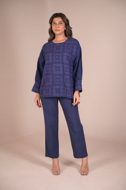 Tunic, With texture and hand embroidery accents