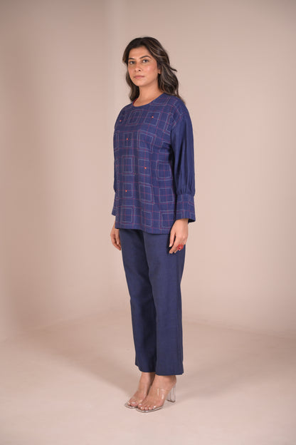 Tunic, With texture and hand embroidery accents