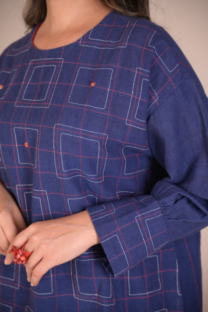 Tunic, With texture and hand embroidery accents