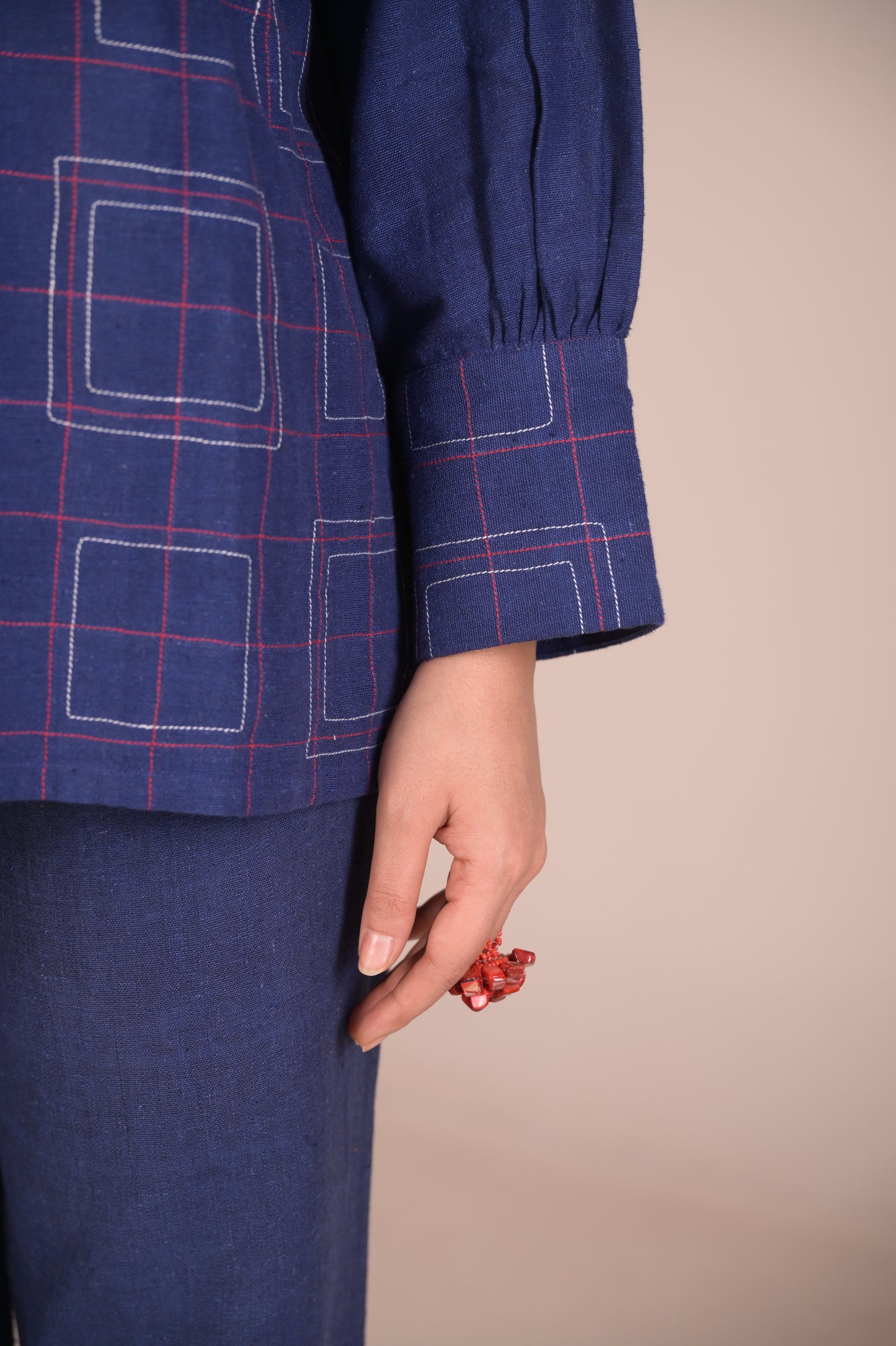 Tunic, With texture and hand embroidery accents