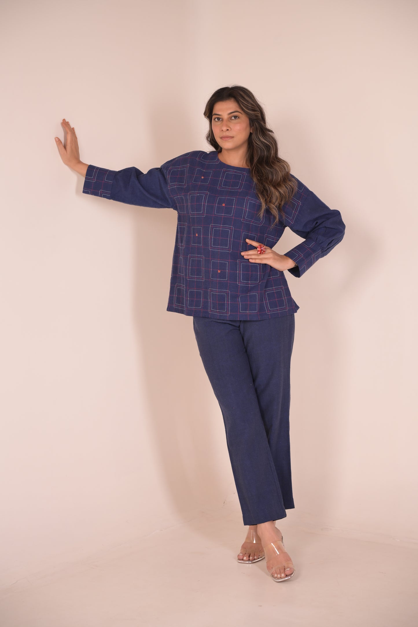 Tunic, With texture and hand embroidery accents