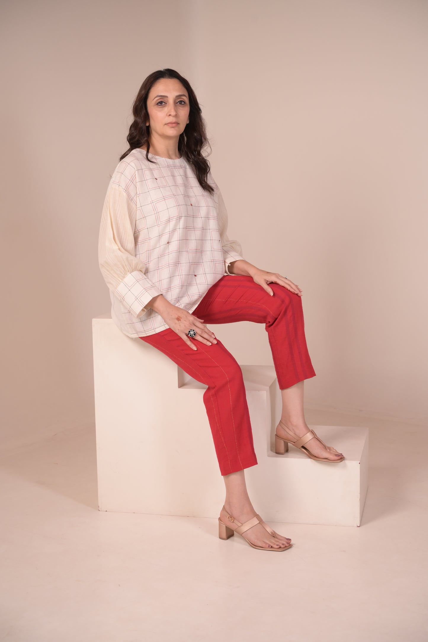 Tunic, With texture and hand embroidery accents
