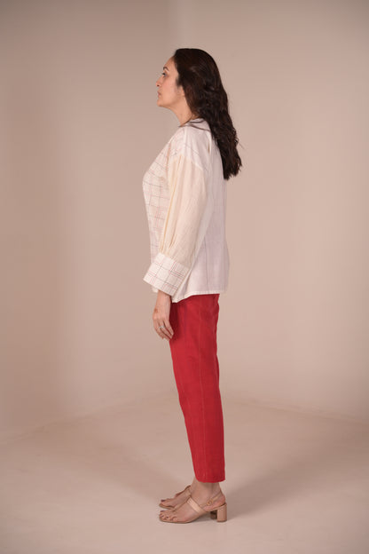 Tunic, With texture and hand embroidery accents