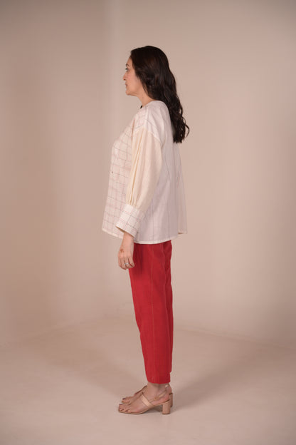 Pant, Classic Straight Cut  in textured fabric