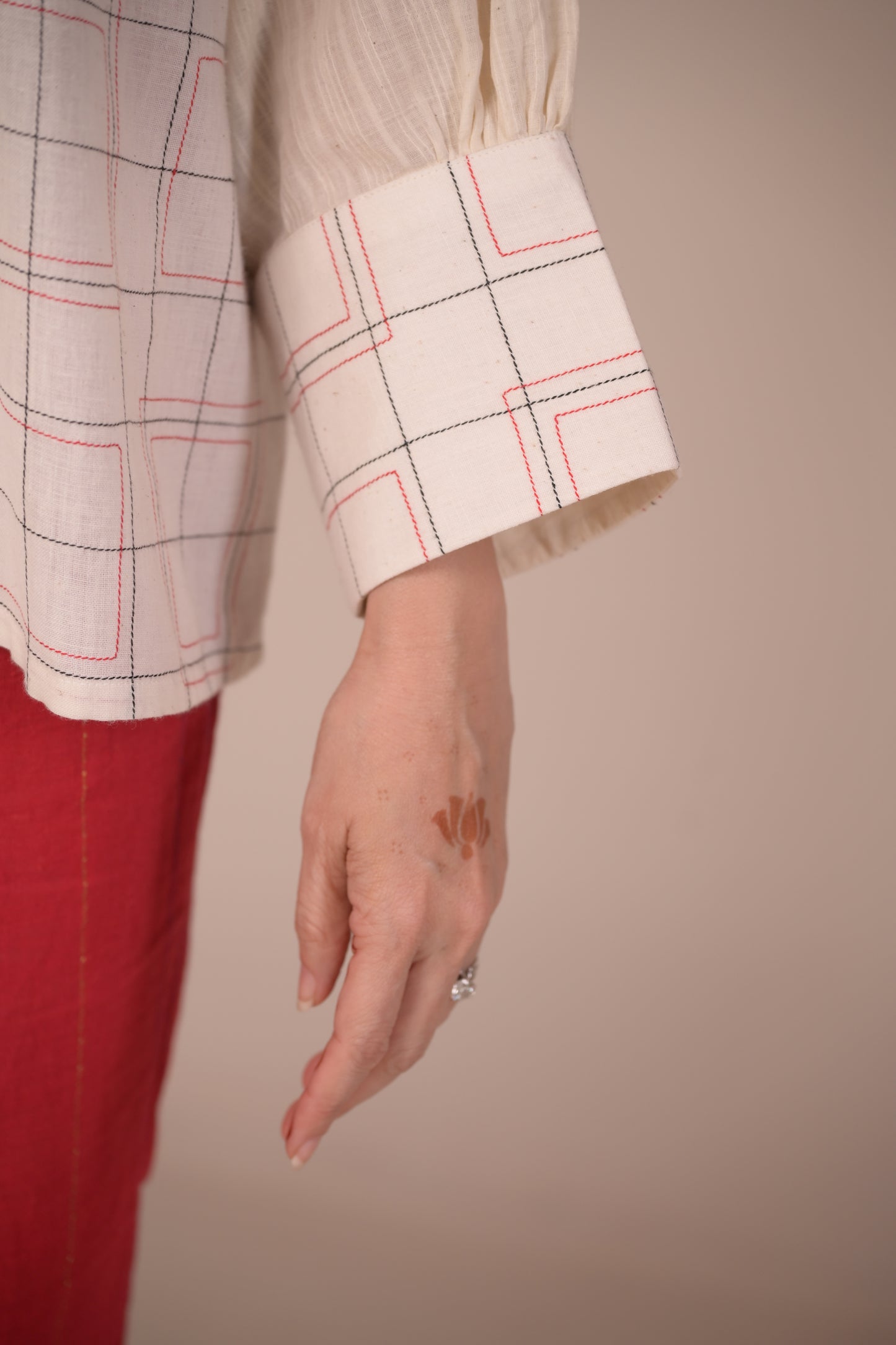 Tunic, With texture and hand embroidery accents