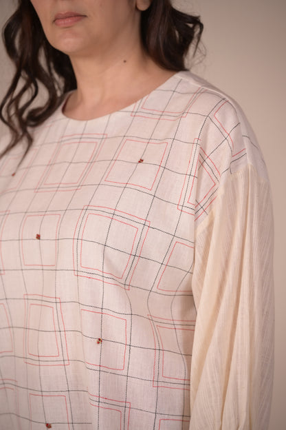 Tunic, With texture and hand embroidery accents