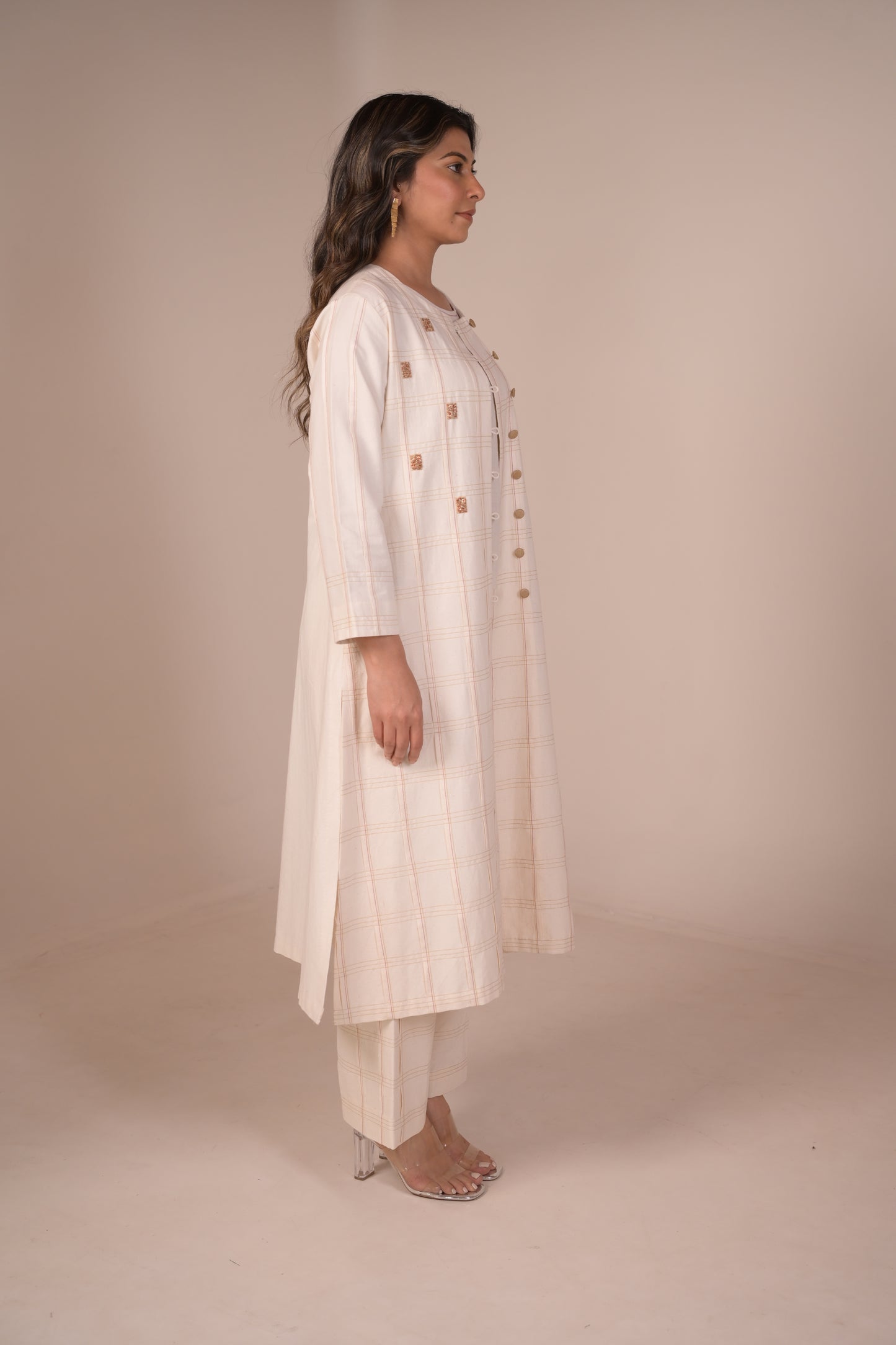 Kurta, Jacket Style With Pleated Texture & Embroidery