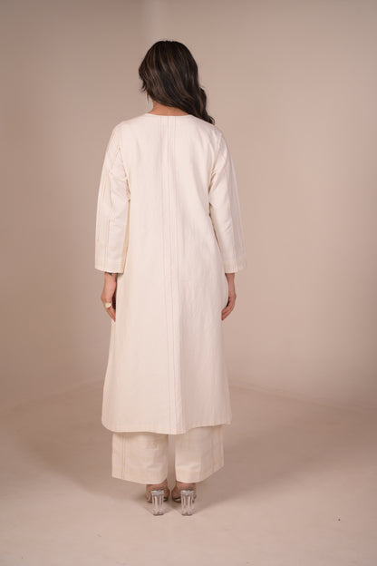 Kurta, Jacket Style With Pleated Texture & Embroidery