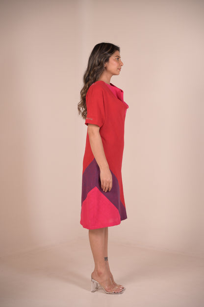 Dress, Cowl Neck With Embridery