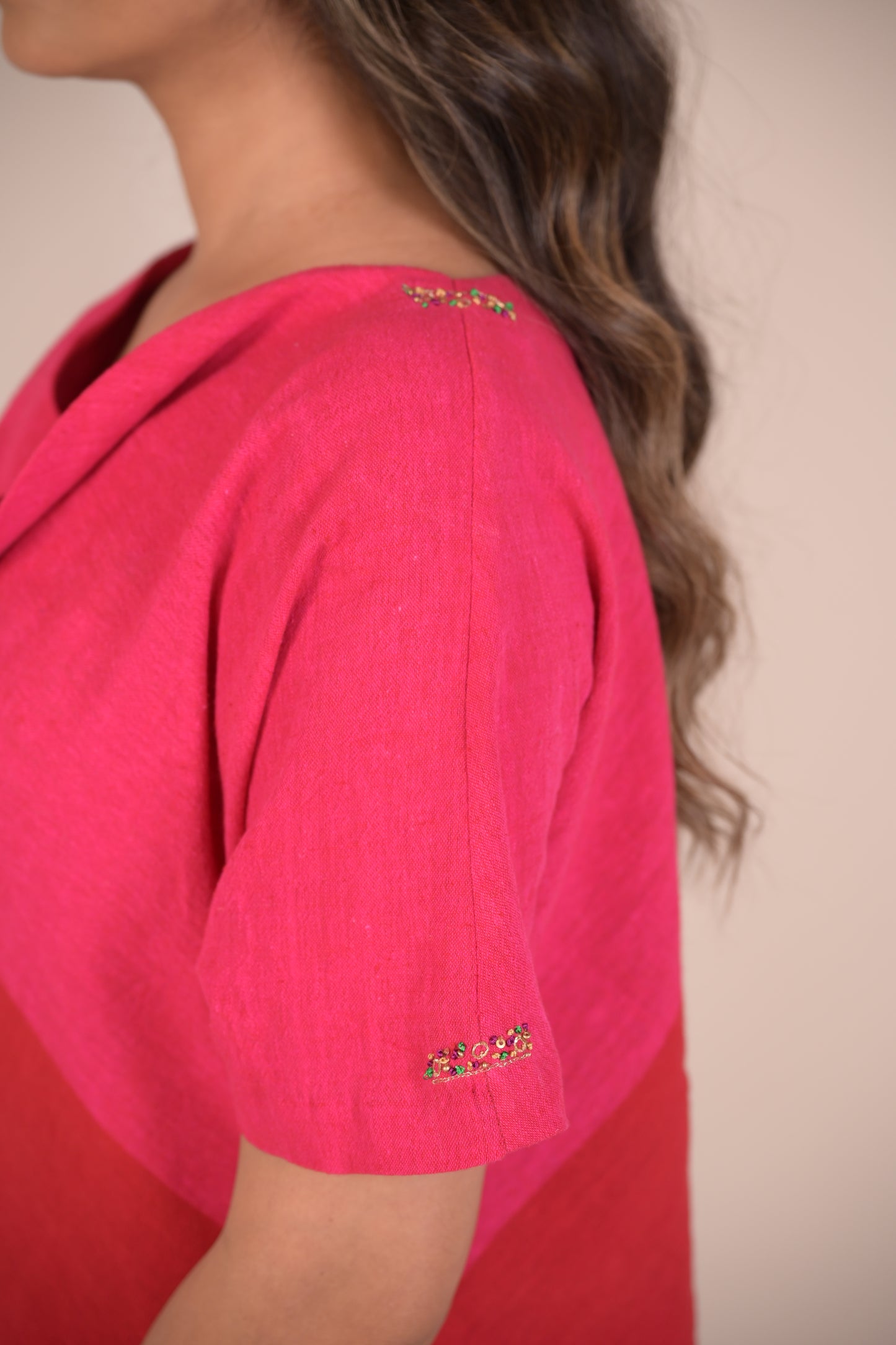 Dress, Cowl Neck With Embridery