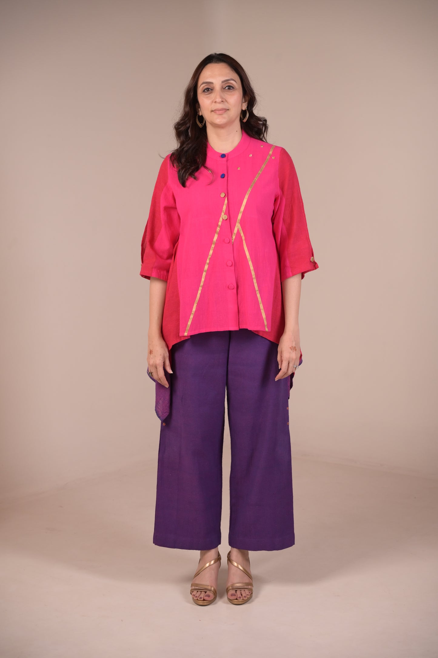 Tunic, Square cut with Fabric panel and Hand Embroidery accents