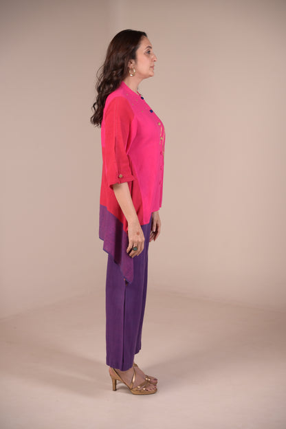 Tunic, Square cut with Fabric panel and Hand Embroidery accents