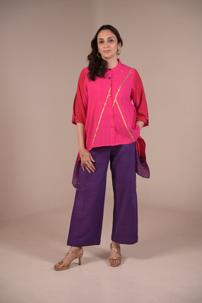 Tunic, Square cut with Fabric panel and Hand Embroidery accents
