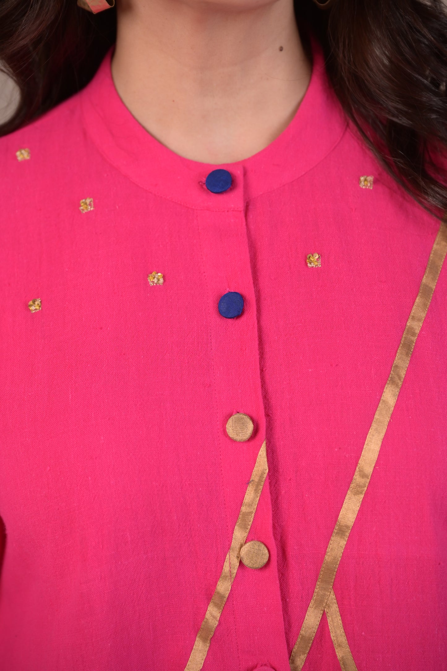 Tunic, Square cut with Fabric panel and Hand Embroidery accents