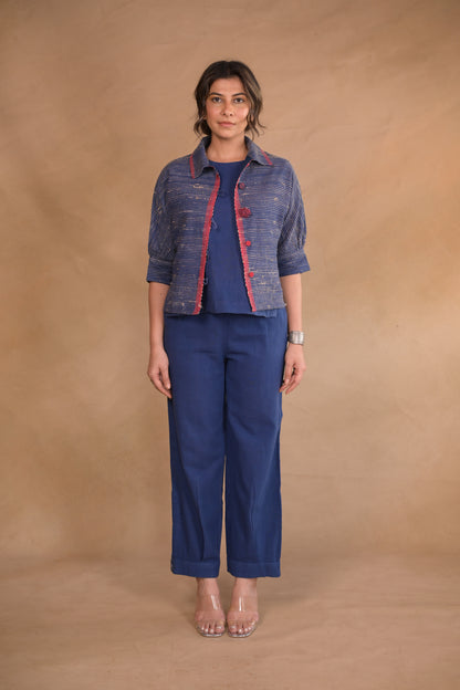 Shirt, Jacket Style with continuous sleeves in Tassar x Kala Cotton