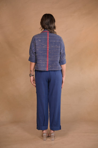 Shirt, Jacket Style with continuous sleeves in Tassar x Kala Cotton