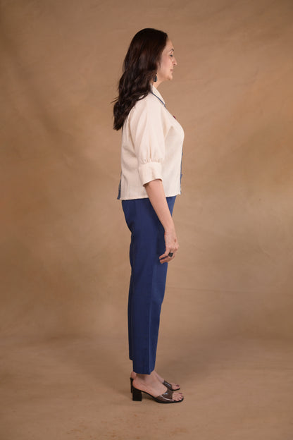 Jacket, Croped In Natural Tassar Enging