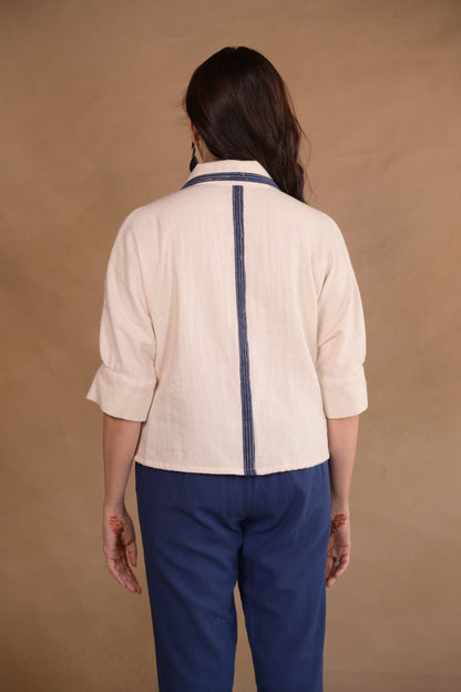 Jacket, Croped In Natural Tassar Enging