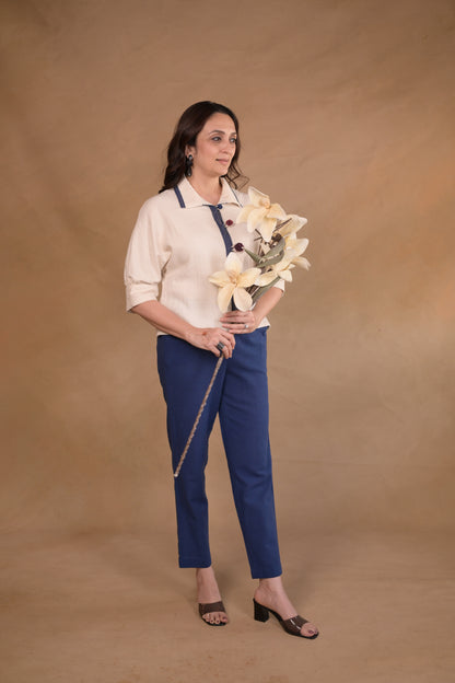 Jacket, Croped In Natural Tassar Enging