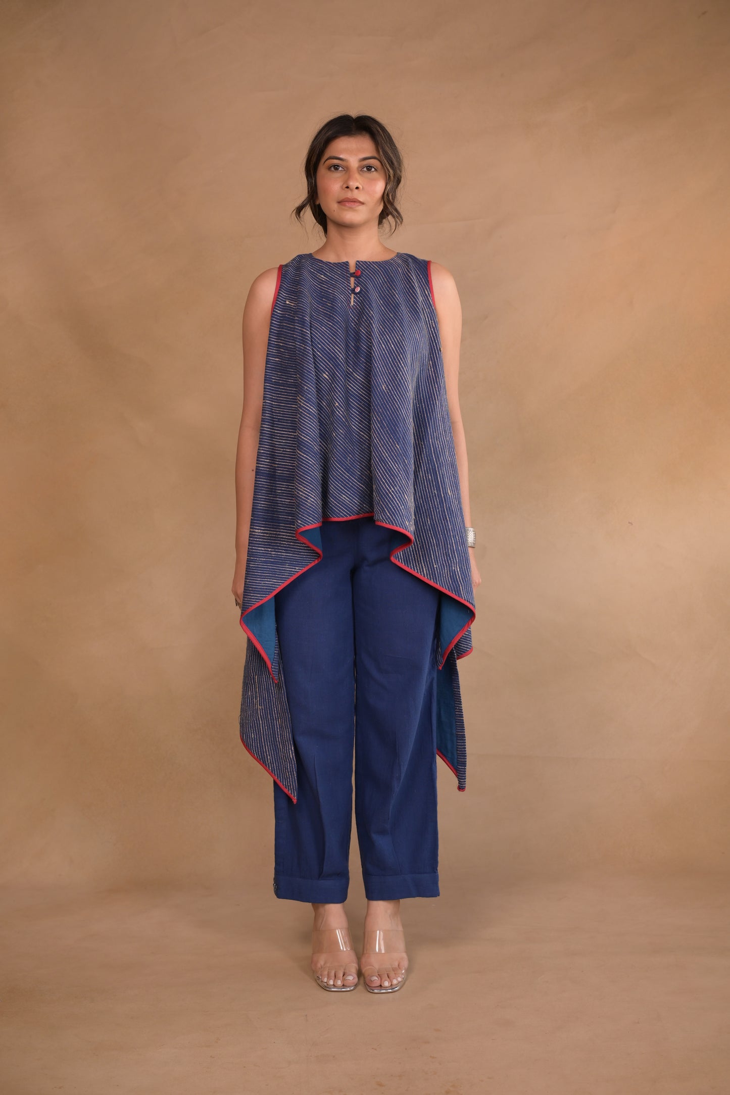 Tunic, Bias High Low In Tassar X Kala Cotton
