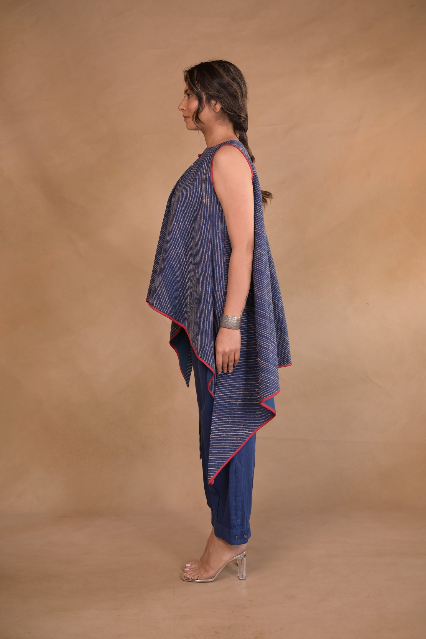 Tunic, Bias High Low In Tassar X Kala Cotton