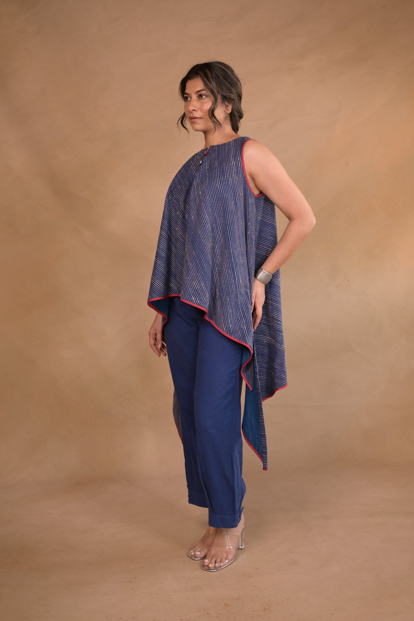 Tunic, Bias High Low In Tassar X Kala Cotton