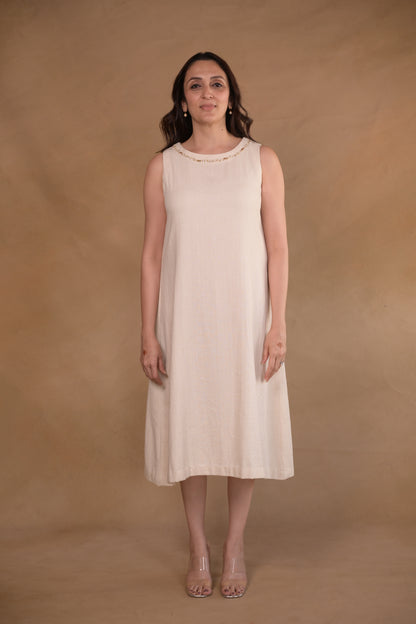 Dress, Herringbone With Embroidery