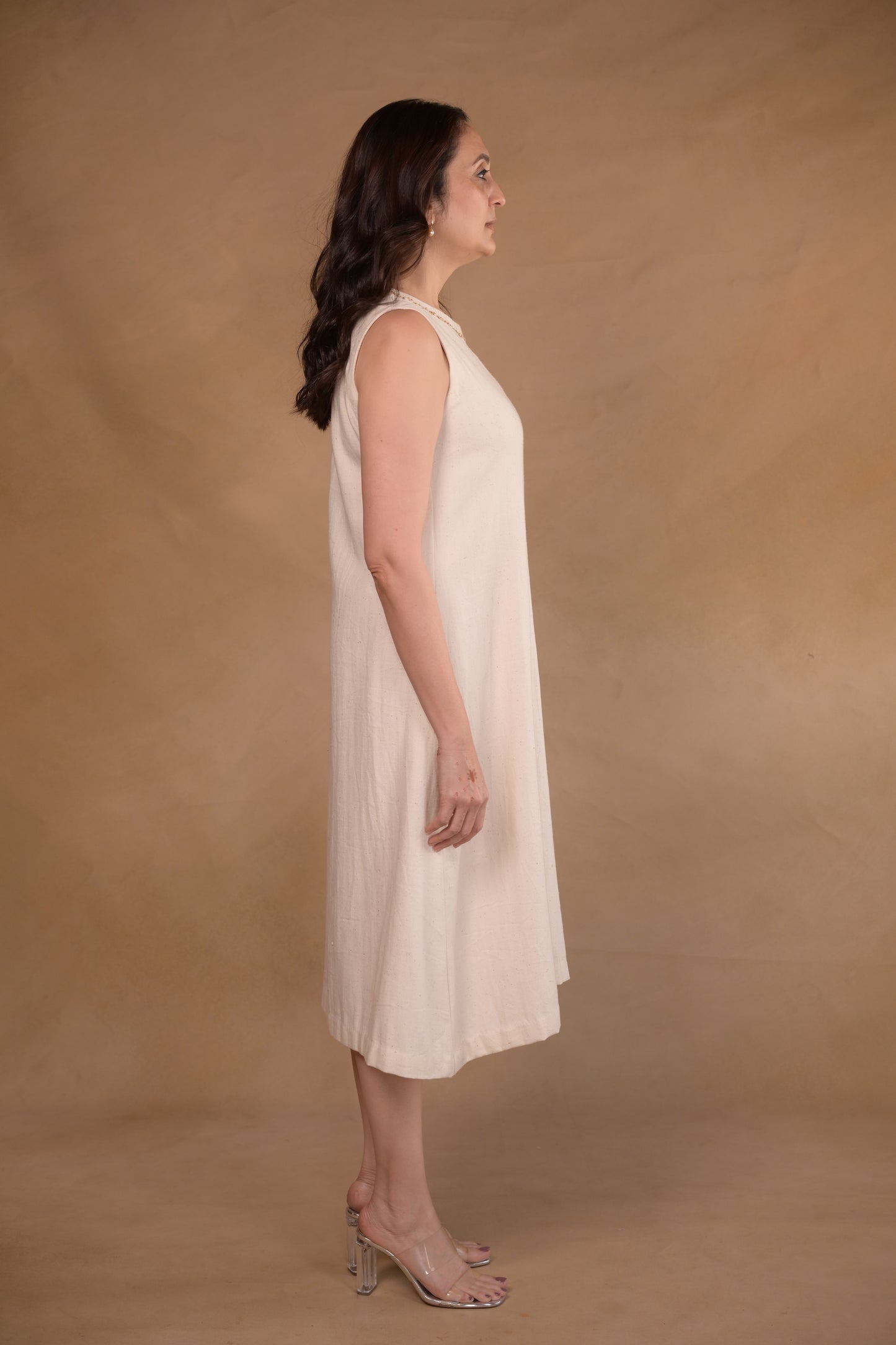 Dress, Herringbone With Embroidery