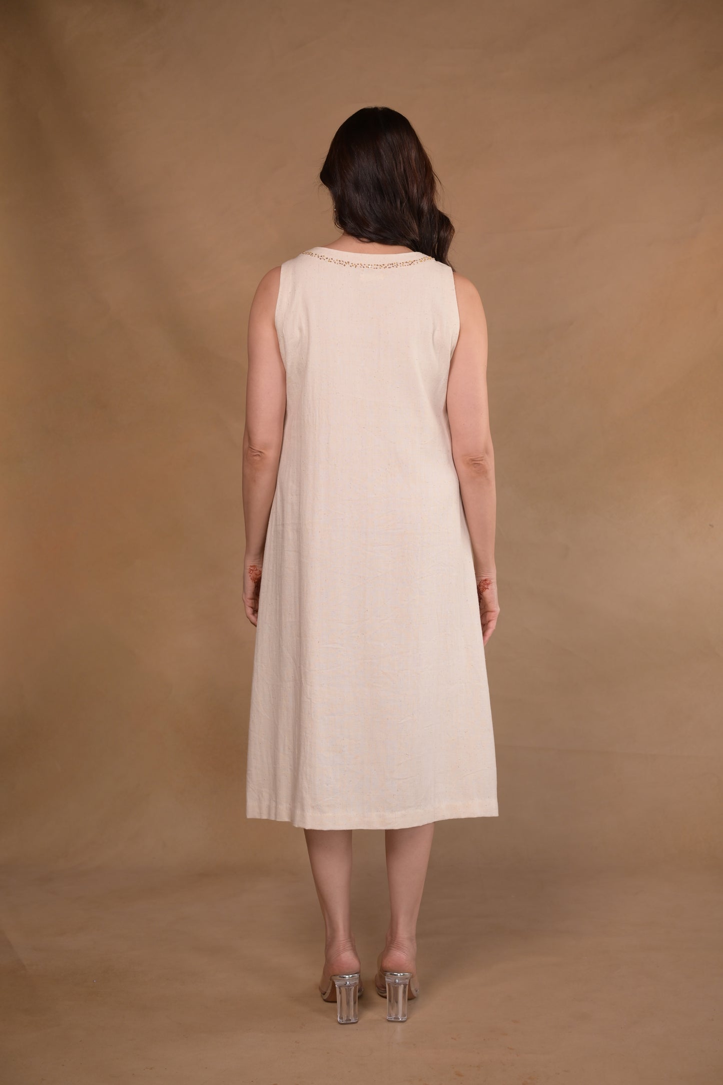 Dress, Herringbone With Embroidery