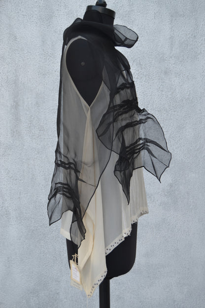 Silk Organza Pleated Scarf