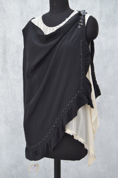 Cape Style Scarf with Button Detail