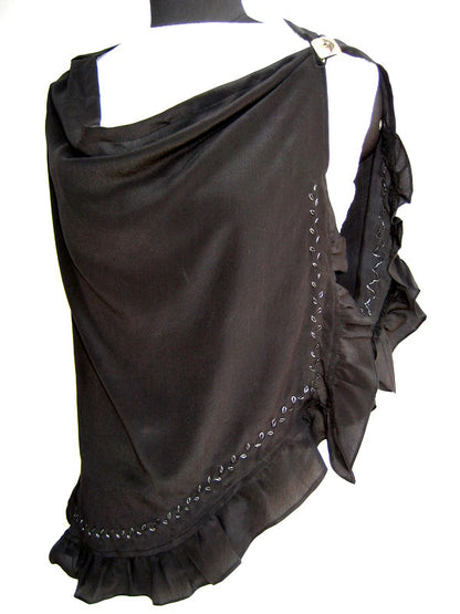 Cape Style Scarf with Button Detail